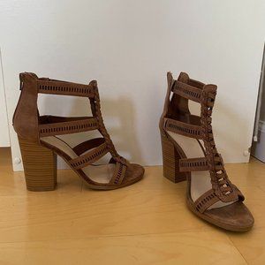 Fergalicious Braided Faux Leather High Heels, size 8.5